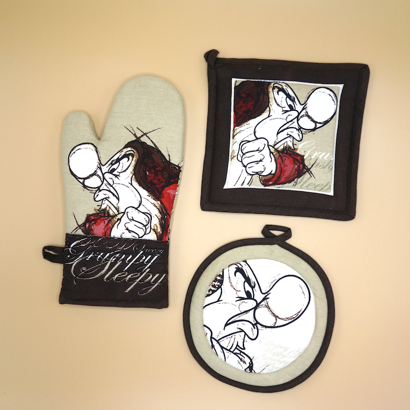 Ofenhandschuh und Topflappen Set Grumpy